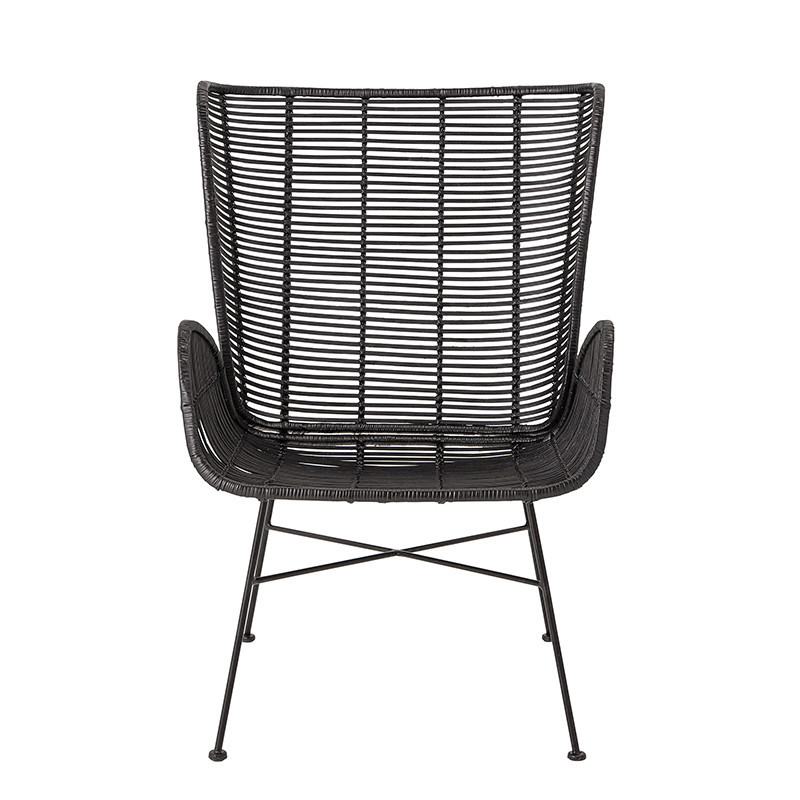 Fauteuil rotin noir à oreilles design Bloomingville