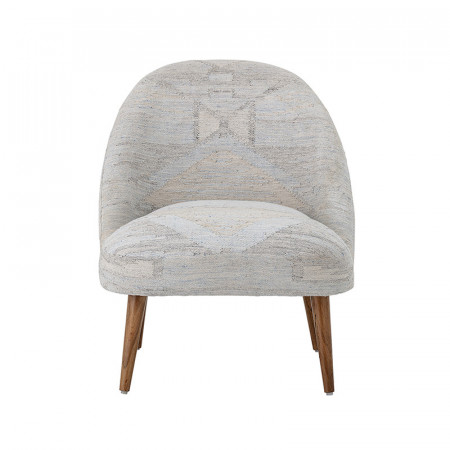 Fauteuil tissu gris motif aztèque style bohème