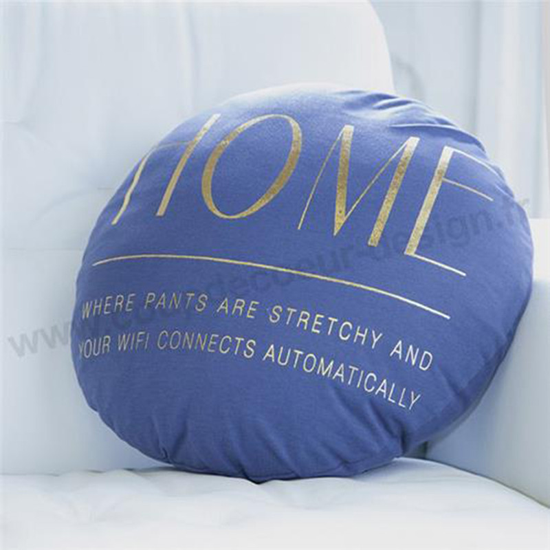 Coussin rond bleu et doré Bloomingville - Gold 
