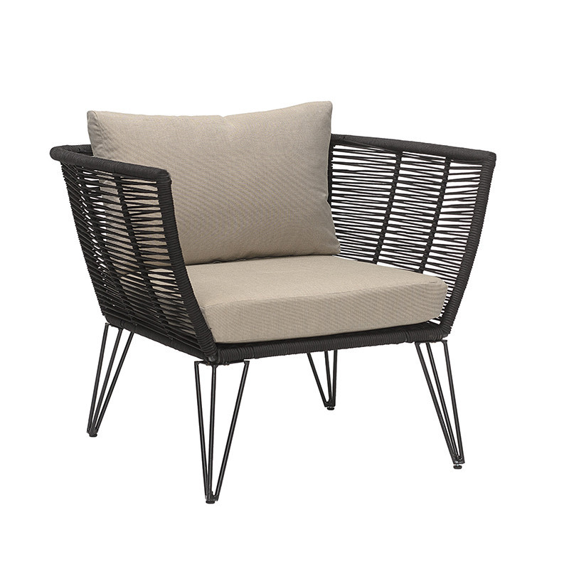 Fauteuil de jardin design beige et noir Bloomingville