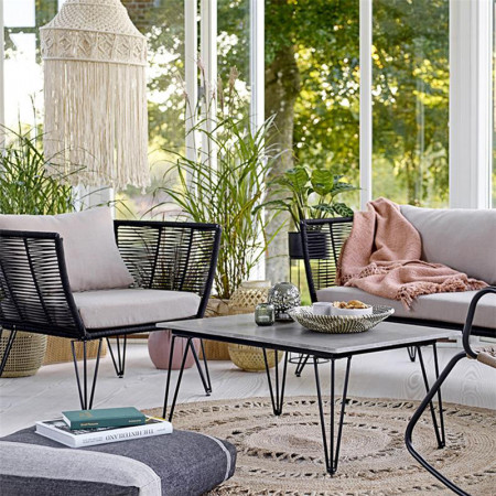 Fauteuil de jardin design confortable beige et noir Bloomingville