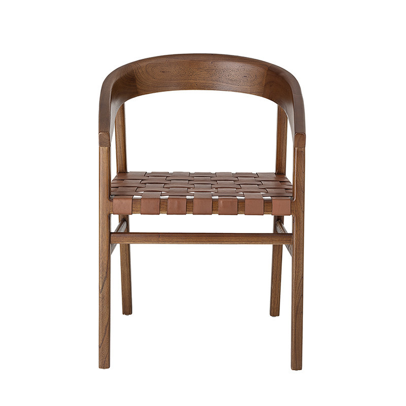 Chaise design en cuir tressé marron Bloomingville - Nels 