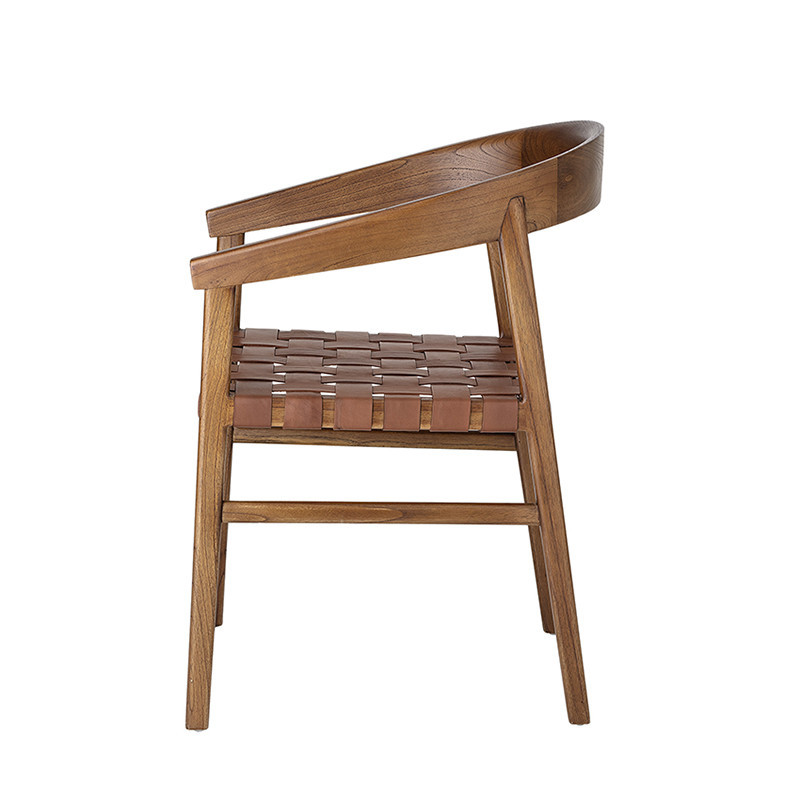 Chaise design en cuir tressé marron Bloomingville - Nels 