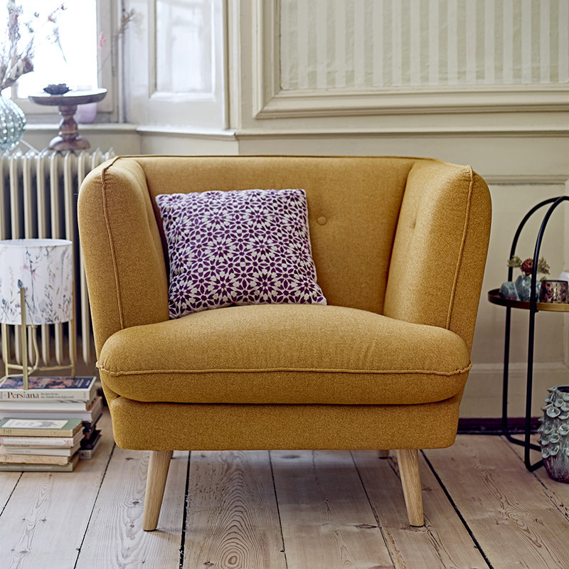 Fauteuil scandinave jaune moutarde scandinave Bloomingville