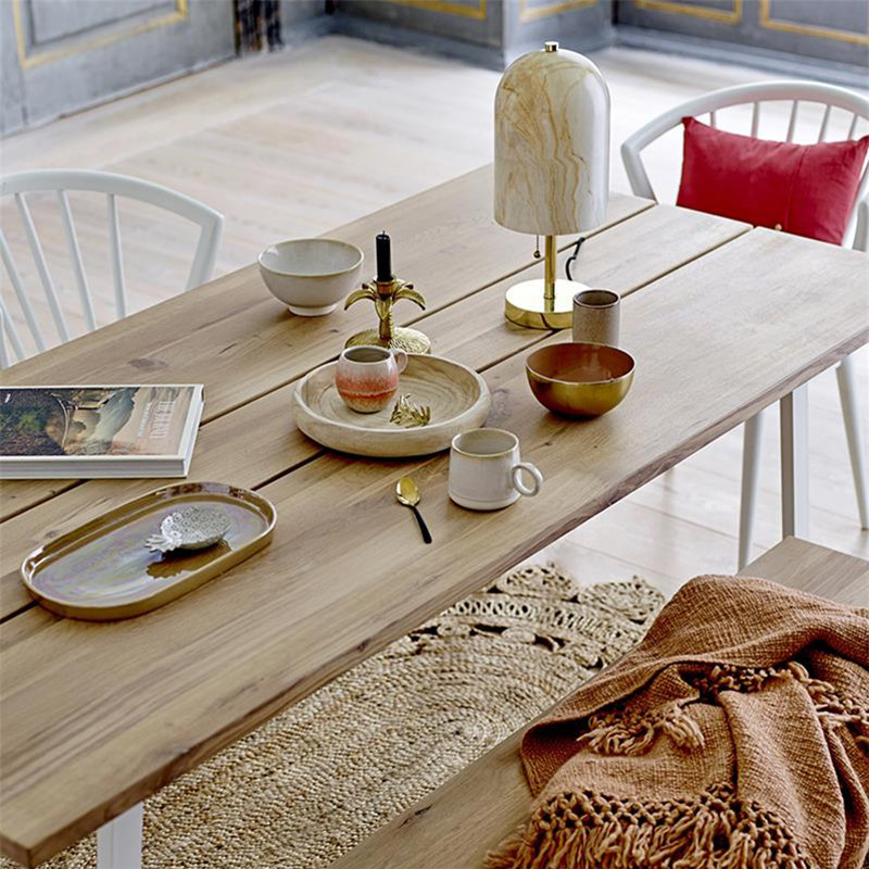 Table bois naturel et métal blanc design Table bois naturel et métal blanc design