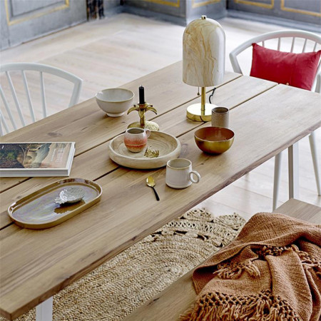Table bois naturel et métal blanc design