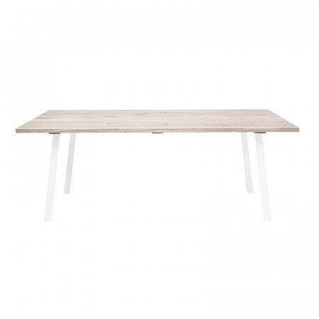 Table bois naturel et métal blanc design - Whit 
