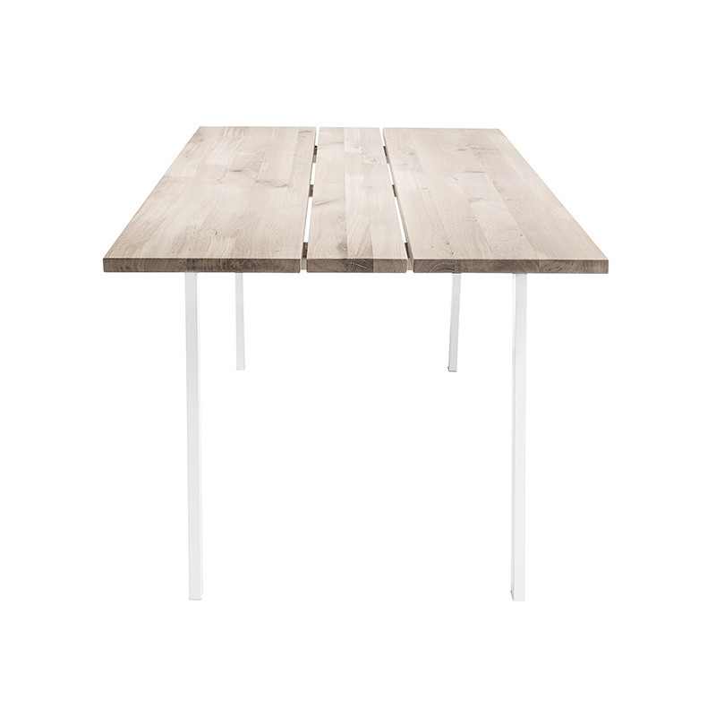 Table bois naturel et métal blanc design - Whit 