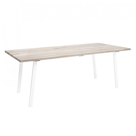 Table en bois naturel et métal blanc design