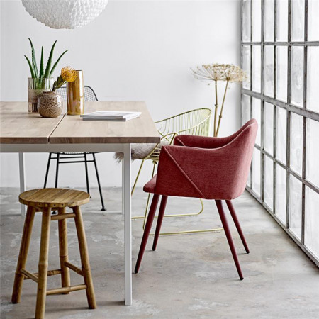 Table de repas en bois naturel et métal blanc design