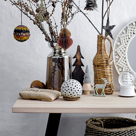 Table en bois naturel et métal noir design Bloomingville