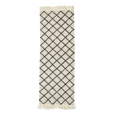 Tapis ethnique noir et blanc de couloir 200x70 Bloomingville - Madeline 