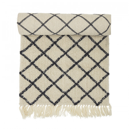 Tapis ethnique noir et blanc de couloir 200x70 Bloomingville - Madeline 