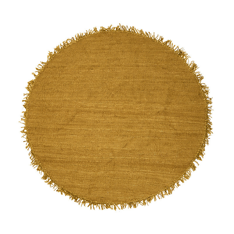 Tapis rond jaune moutarde à franges D150cm sur CDC Design