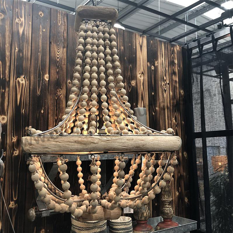 Lustre perles de bois