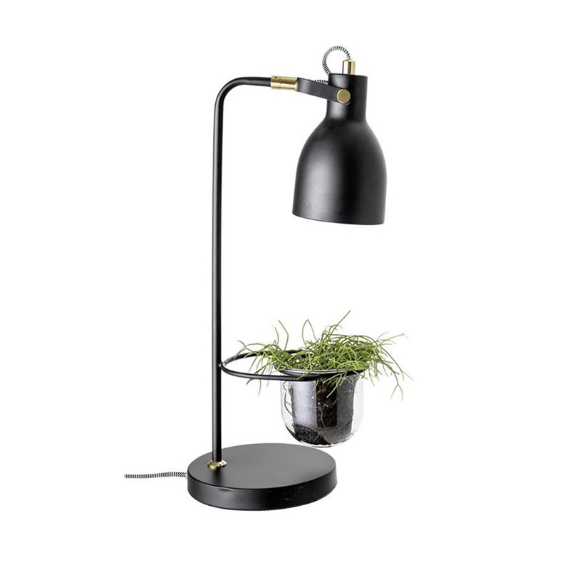 Lampe noire design porte plante verte Bloomingville