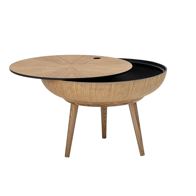 Table basse ronde coffre bois Bloomingville sur CDC Design