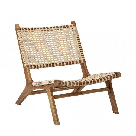 Fauteuil bas rotin et bois de teck Bloomingville - Casi