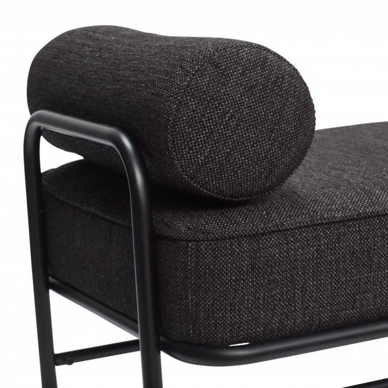 Banc d'entrée noir design avec assise matelassée - Bolbi