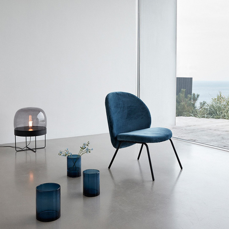 Fauteuil bleu velours design Hubsch - Cléo 