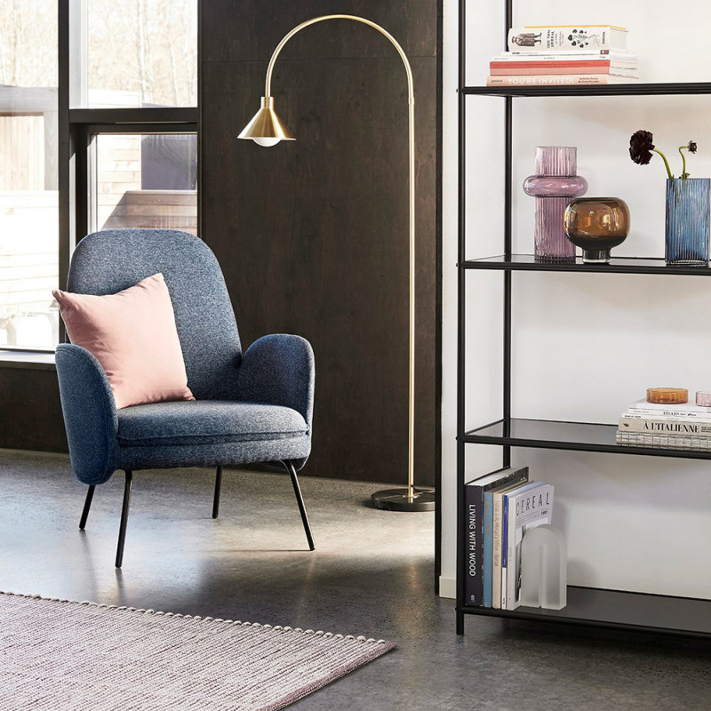 Fauteuil lounge bleu avec repose pieds - Muss 