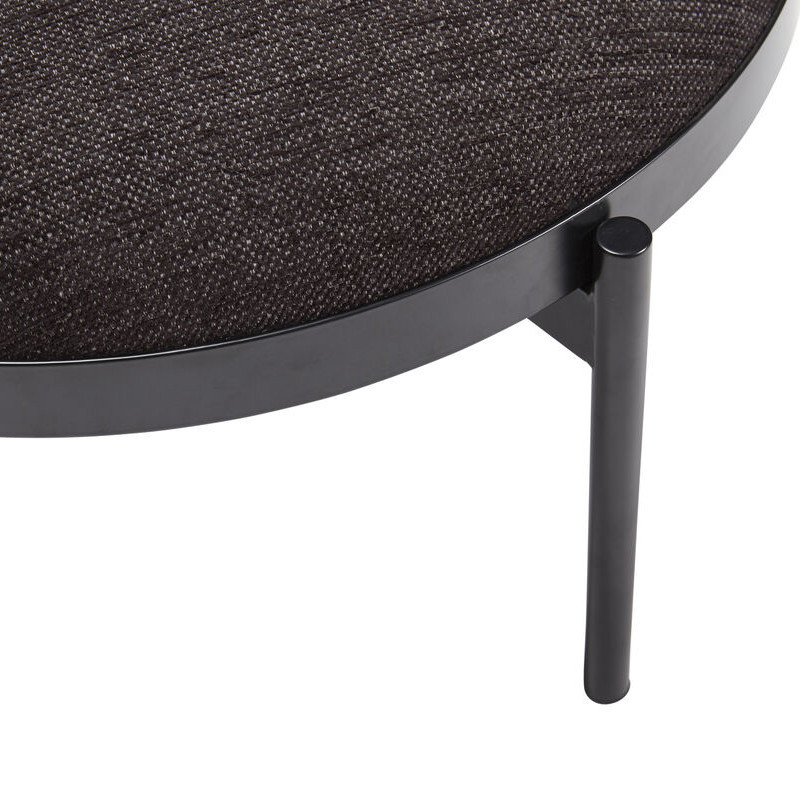 Pouf salon design rond en tissu et métal noir Hubsch - Bolbi