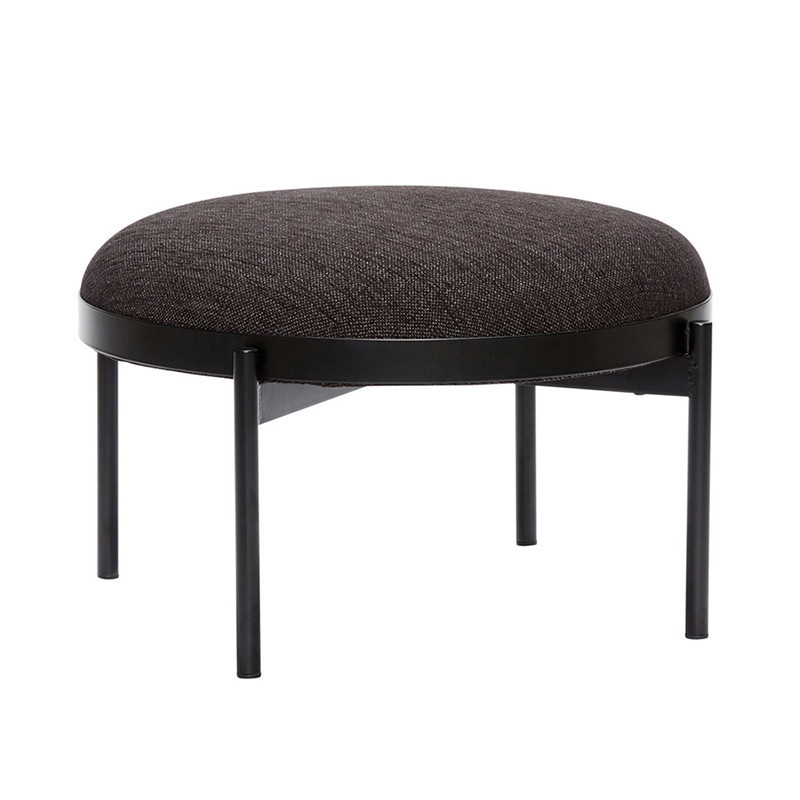 Pouf salon design noir rond Hubsch - Bolbi