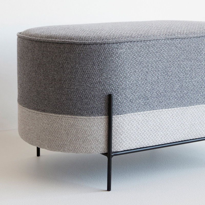 Pouf gris de salon design Hubsch - Poly