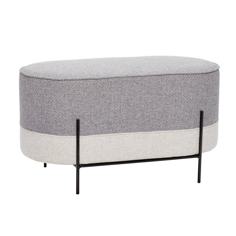 Pouf salon gris design Hubsch - Poly