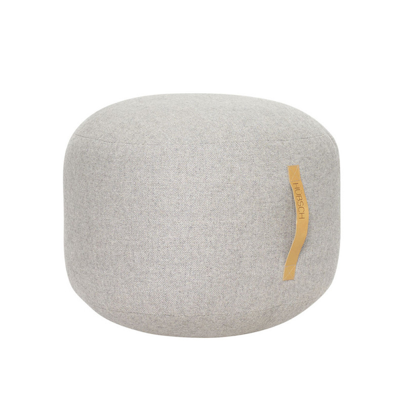 Pouf gris rond avec poignée scandinave - Puly 