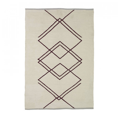 Tapis blanc design et motif bordeaux 180x120 - Tama 