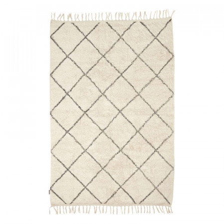 Tapis blanc et damiers gris bohème 180x120 - Madeline 