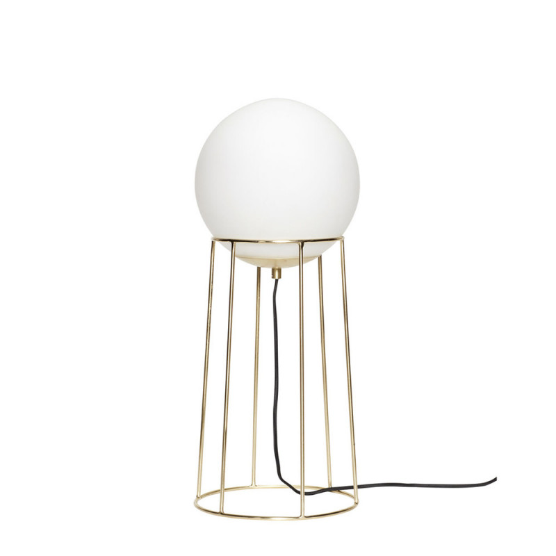 Lampadaire globe blanc design doré Hubsch - Lary 