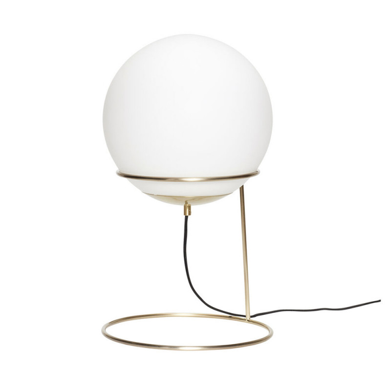 Lampe design en verre blanc et pied doré Hubsch - Lary