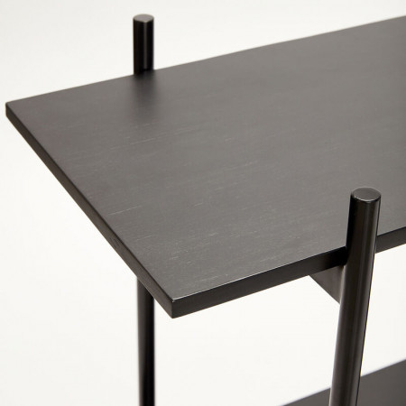 Console meuble en bois et métal noir 2 étagères - Chani 
