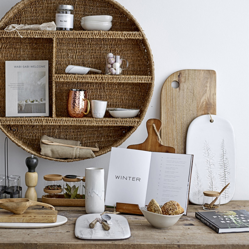 Etagère murale ronde en rotin - Mayo