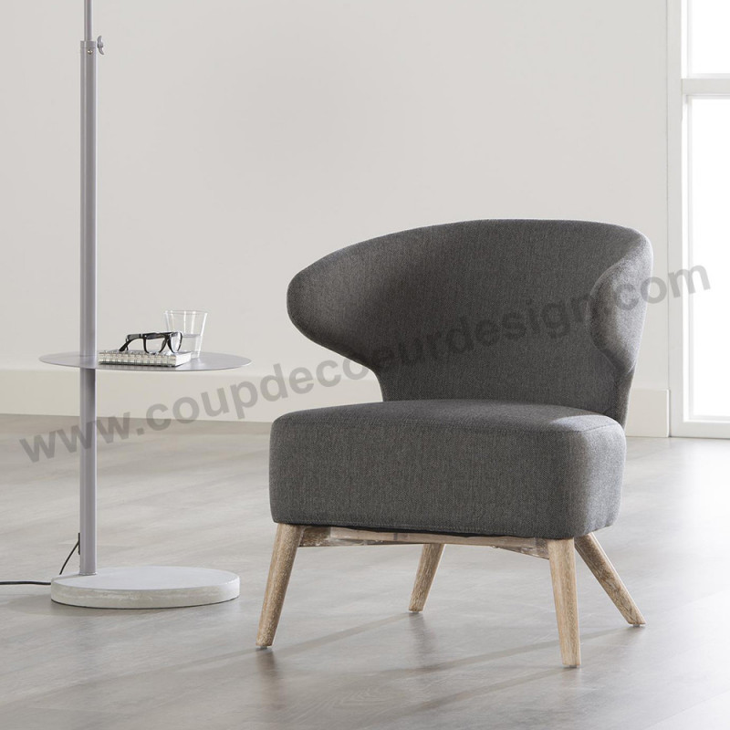 Fauteuil style scandinave gris avec accoudoirs - Rock Fauteuil style scandinave gris avec accoudoirs - Rock