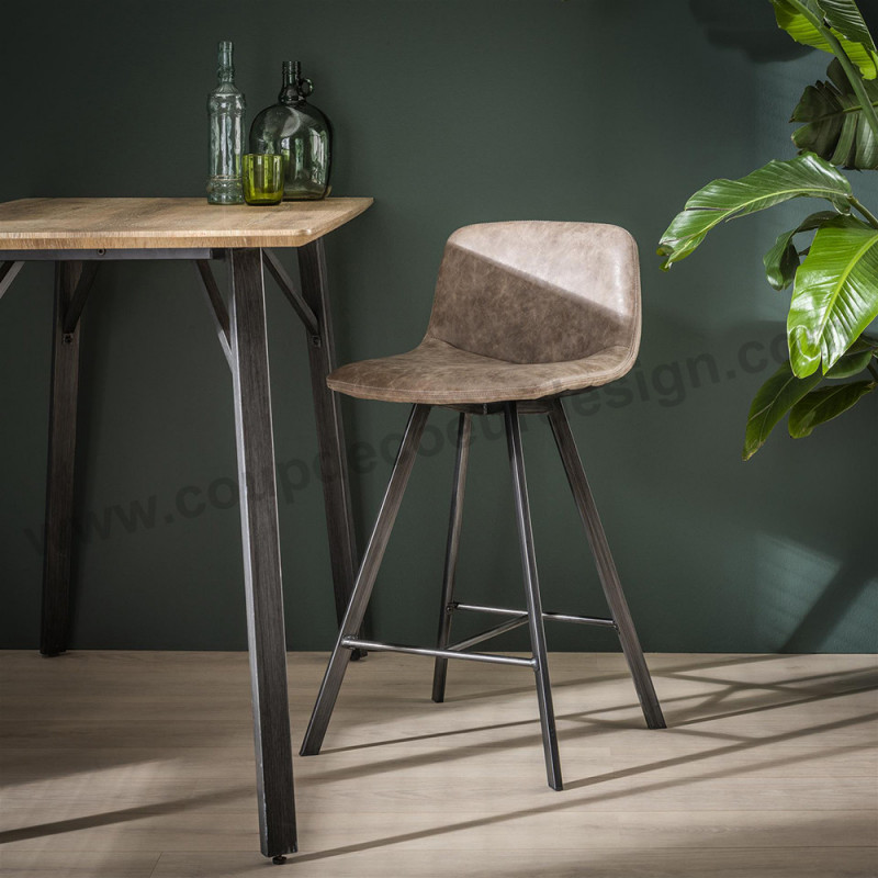 Tabouret de bar simili cuir vintage marron - Open 