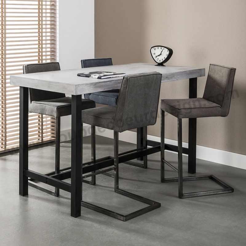 Tabouret de bar industriel gris pied inox - Jean 