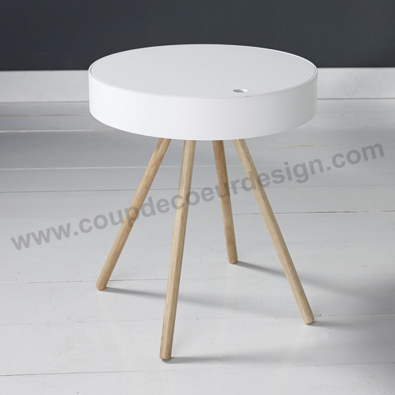 Bout de canapé coffre blanc style scandinave - Scala Bout de canapé coffre blanc style scandinave - Scala