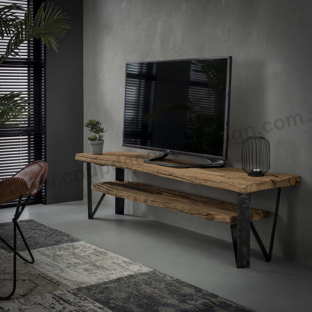 Meuble TV style industriel bois brut tronc d'arbre - Drift