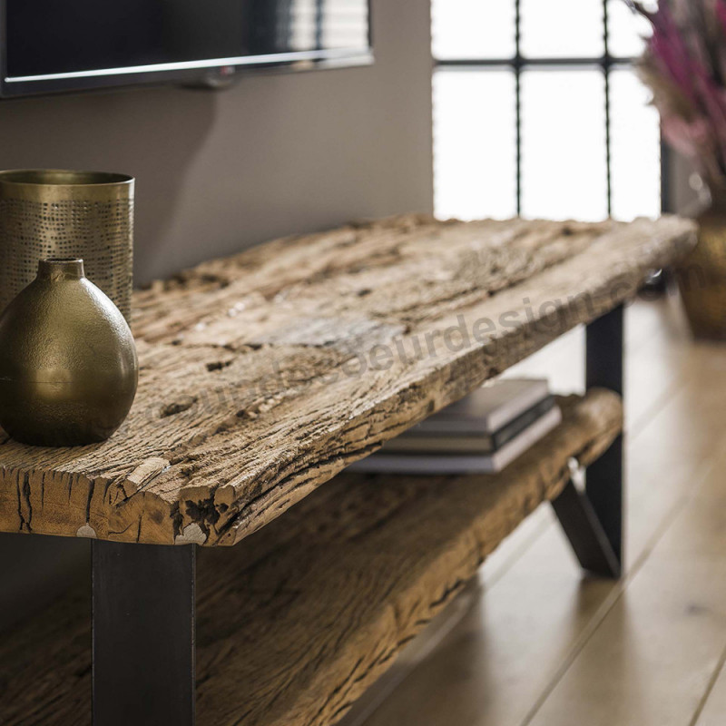 meuble tele bois brut