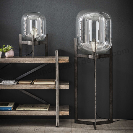 Lampe de table en verre sur pied métal style industriel - Hal 