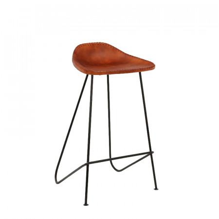 Tabouret de bar design marron en simili cuir vintage - Indus