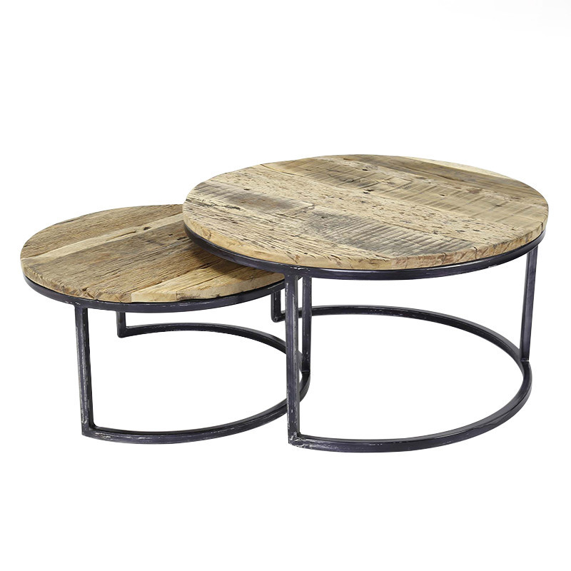 Table basse gigogne bois brut style industriel sur CDC Design