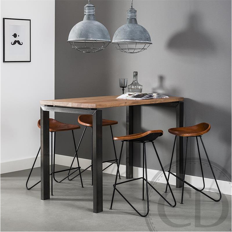 Tabouret de bar design en simili cuir vintage marron - Indus