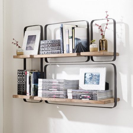 Etagère murale métal et bois industriel - Rosetta 