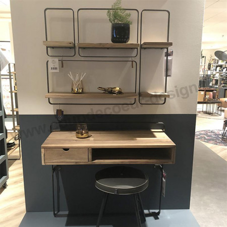 Etagère murale métal et bois industriel - Rosetta 