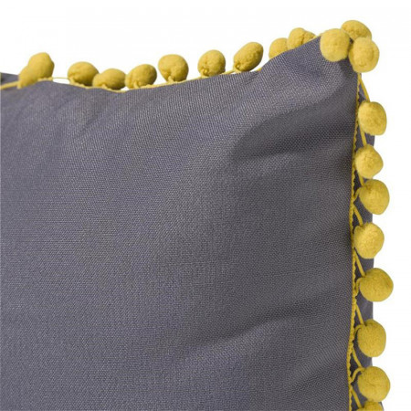 Coussin jaune et gris avec pompons - Pompom 
