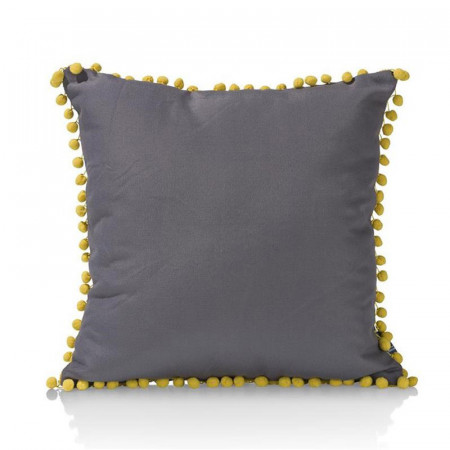 Coussin jaune et gris avec pompons - Pompom 